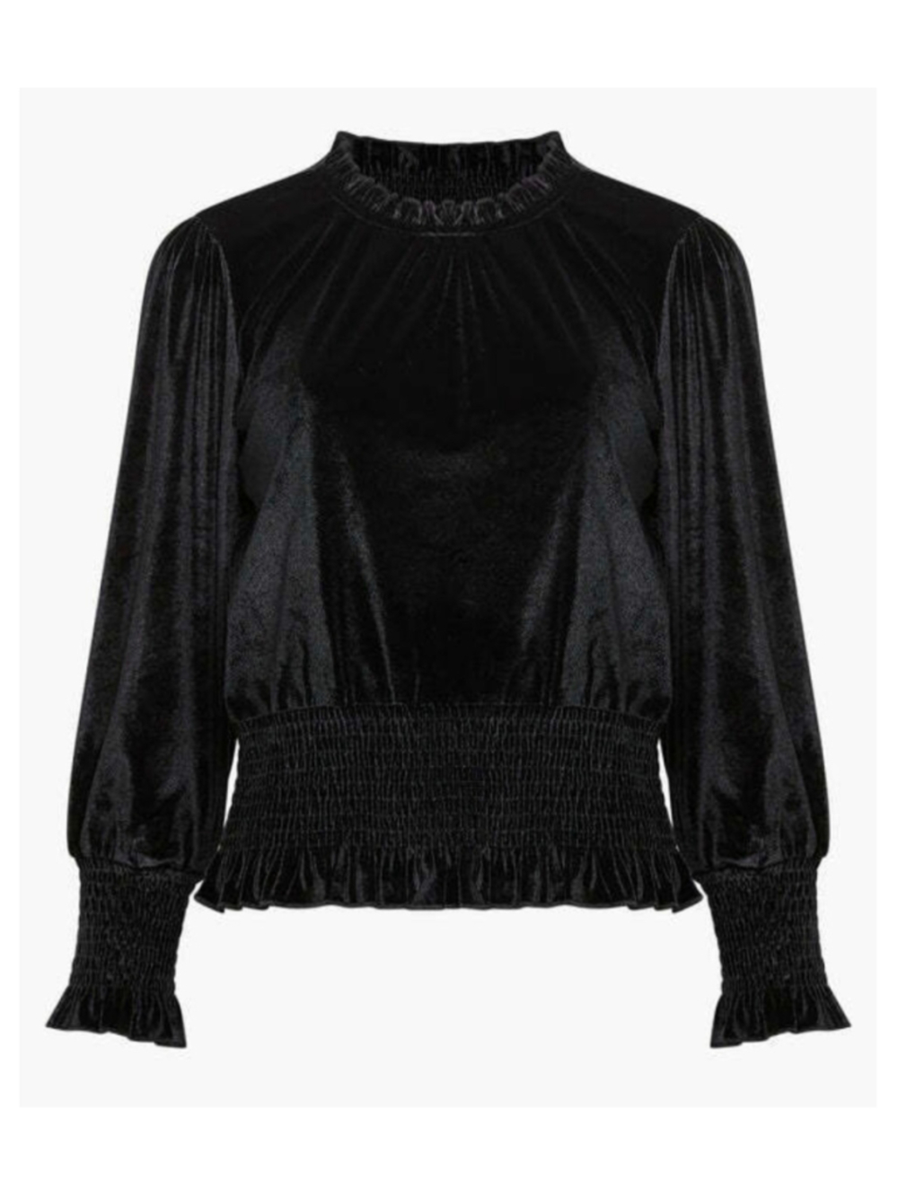 New French Connection CONNECTION SULA Black Velvet Jersey Top SZ Medium